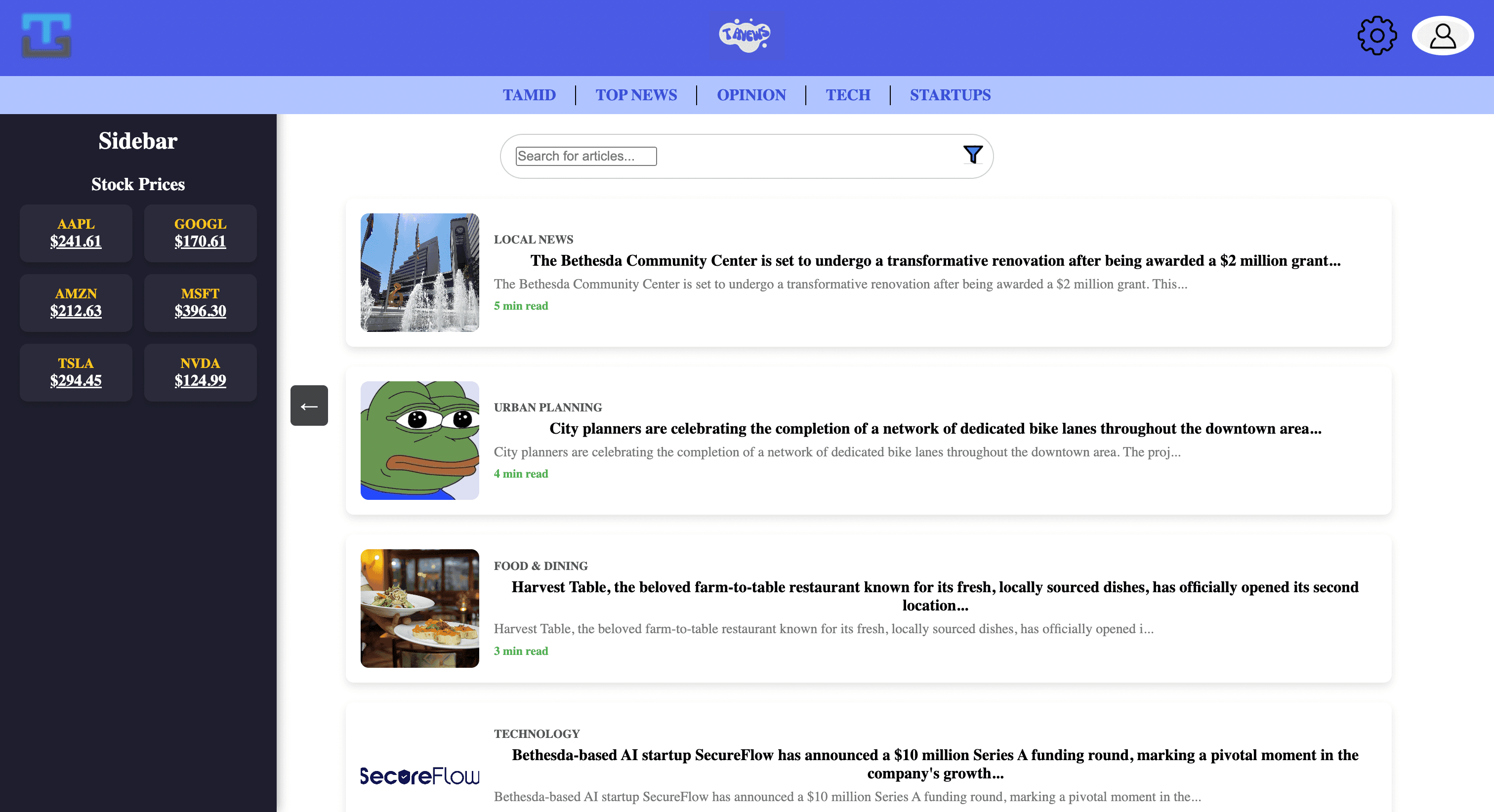 TaNews screenshot